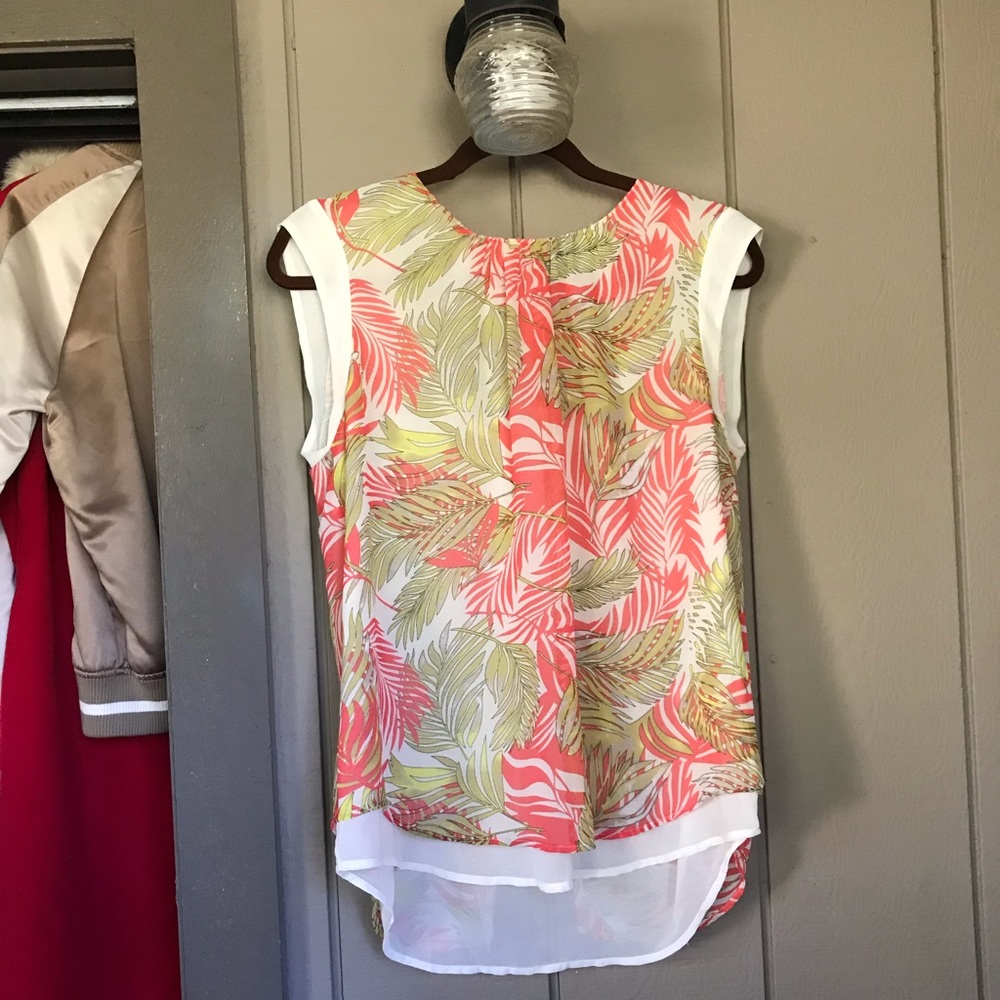 Black Rainn Tropical Palm Layered Blouse